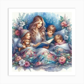 Mother Reading To Her Children Art Print