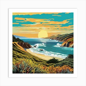 Sunset At Big Sur Art Print