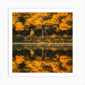 Autumn Trees Reflected In A Lake 5 Art Print