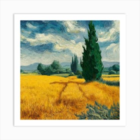 A Wheatfield With Cypresses, Vincent Van Gogh (2) 1 Art Print