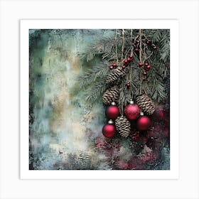 Vintage Holiday Mixed Media 3 Art Print