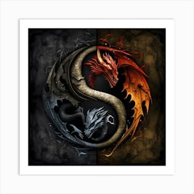 Dragon Yin Yang Art Print