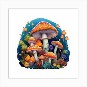 Mushrooms And Flowers 56 Art Print