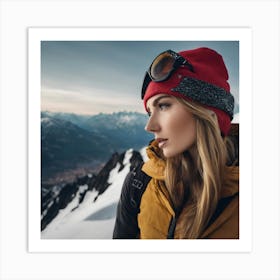 Beautiful Woman In Ski Gear Art Print