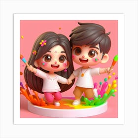 Holi Couple 3 Art Print