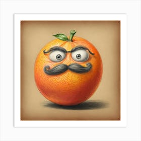 Orange With Mustache 17 Art Print