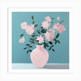 Florale Rosa Blumen Vase Art Print