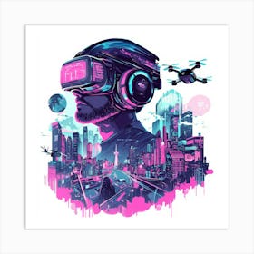 Vr Headset.Generated AI. Wall Art Print 1 Art Print