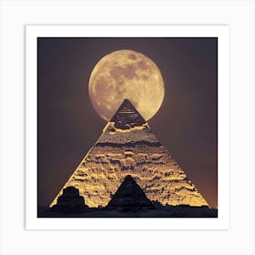 Full Moon Over Pyramids Art Print