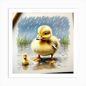 Ducks In The Rain 4 Art Print