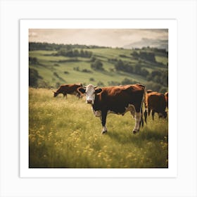 Cows In A Field Art Print