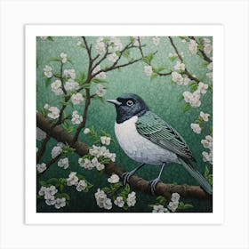 Ohara Koson Inspired Bird Painting European Robin 3 Square Art Print