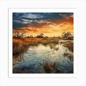 Sunset In The Prairie Art Print