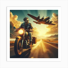 Man On A Motorcycle 4 Art Print