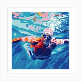 A Swimmer In A Pool Vector Design Illustration 1718672316 1 Art Print