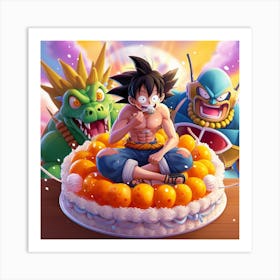 Dragon Ball cake with goku!! Art Print