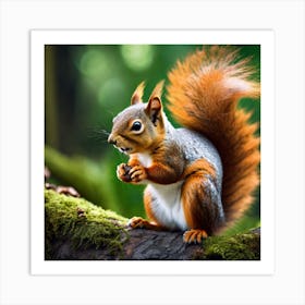 Red Squirrel In The Forest 41 Art Print