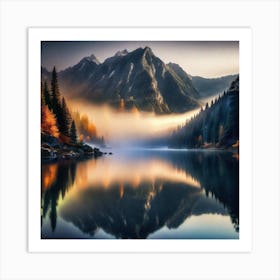 Reflection Of Mountains In A Lake Art Print