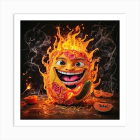 Flaming Watermelon Art Print