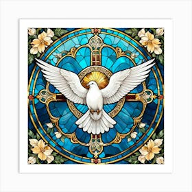 Stained Glass of Holy Dove Art Print