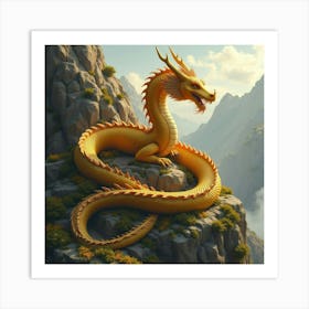 Golden Dragon Curled Around A Mountain Of Treasure 1 Art Print