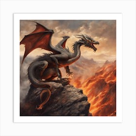 Dragon In Flames Art Print