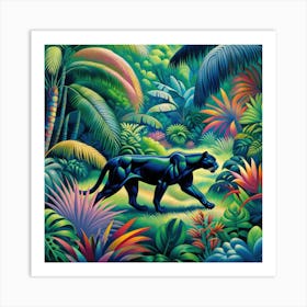 Panther into the Garden 1 Art Print