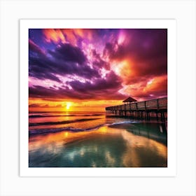 Sunset At The Beach 168 Art Print