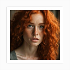 Portrait Of A Young Woman With Red Hair Art Print