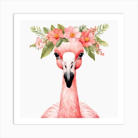 Floral Baby Flamingo Nursery Illustration (25) Art Print