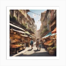 City Market Watercolor Art Art Print