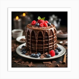 Chocolate Cake With Berries 2 Art Print