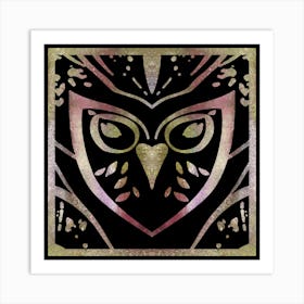 Owl Metallic Style 1 Art Print