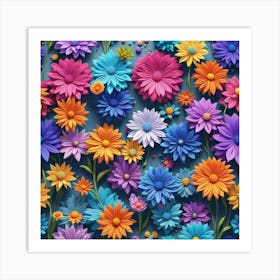 3d Flower Background Art Print