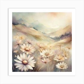 Daisies In The Mountains Art Print