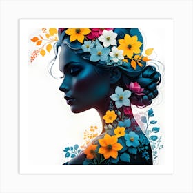 Floral Majesty: The Silhouette of a Nordic Queen Art Print