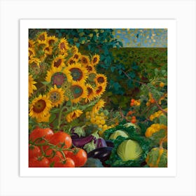 Sunflowers In The Garden 2 Art Print