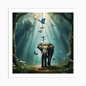 Elephant In The Forest Art Print