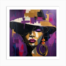 Woman In Purple Hat Art Print