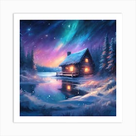 Cabin by the Lake Art Print