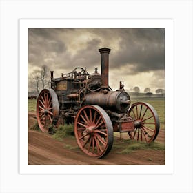 traction engine neglected in field Art Print