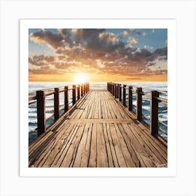 Sunset On The Pier facing the ocean Art Print