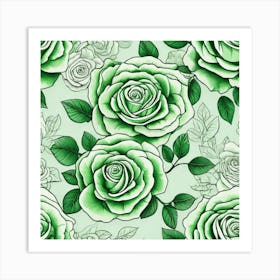 Green Roses 11 Art Print