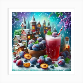 Plums In The Snow Art Print