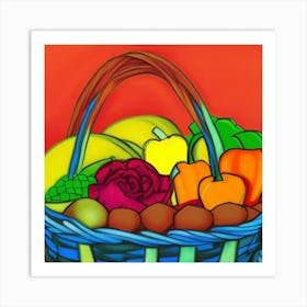 Basket Of Fruits And Vegetables 1 Art Print