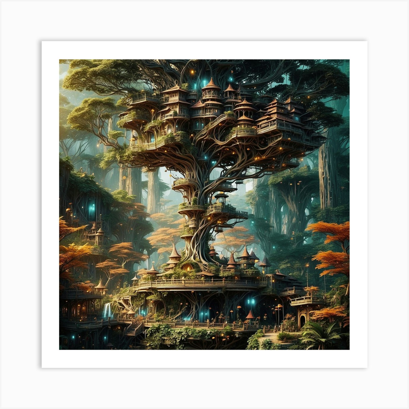 The Futuristic Forest: A Holographic Tapestry of Nature's Beauty Art Print  by Eve Of THE Winter I - Fy