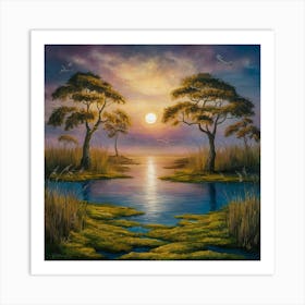 Sunset In The Marsh Art Print