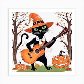 Cute Cat Halloween Pumpkin (51) Art Print