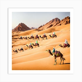 Camels In The Desert Art Print