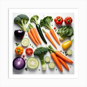 Colorful Vegetables On White Background Art Print